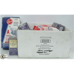 BOX OF TEA, VACUUM BAGS & MORE