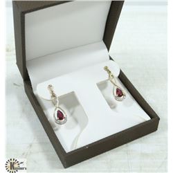 PAIR OF 10 KT GOLD EARING W/RUBY &