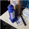 Image 3 : BLUE CRATE, 2 BOTTLE JACKS, DOOR CLOSER, EXTENTION CORD, AND MEASURING TAPES