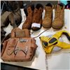 Image 2 : SIZE 13 KODIAK WORK BOOTS AND OTHER BOOTS SIZE 2 AND 38, 2 TOOL POUCHES AND MEASURING TAPE