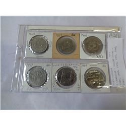 6 CANADIAN 1 DOLLAR COINS - 1968, 1969, 1970, 1971, 1982, 1984