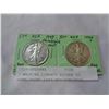 Image 1 : 2 WALKING LIBERTY SILVER 50 CENT COINS 1943 PHILADELPHIA MINT 1944S SAN FRANCISCO MINT .900 SILVER