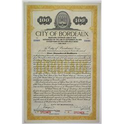 City of Bordeaux, 1919 Specimen Bond