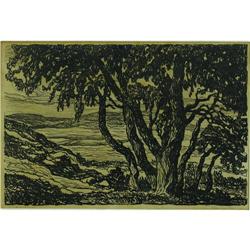 BIRGER SANDZEN SIGNED LITHOGRAPH, HILLS AND TREE BIRGER SANDZEN (American 1871- 1954)