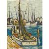 Image 1 : AMERICAN SCHOOL SAILBOAT HARBOR PAINTING AMERICAN SCHOOL