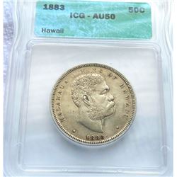 1883 Kingdom of Hawaii Half Dollar ICG - AU50