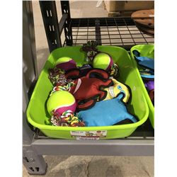 Bin of Knight Pet and Tennis Ball Tug Dog Toys