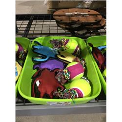 Bin of Knight Pet and Tennis Ball Tug Dog Toys