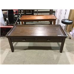 Dark Wooden Coffee Table (21 3/4" L x 46" W x 17 3/4" H)