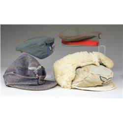 4 WWI & WWII GERMAN HATS.
