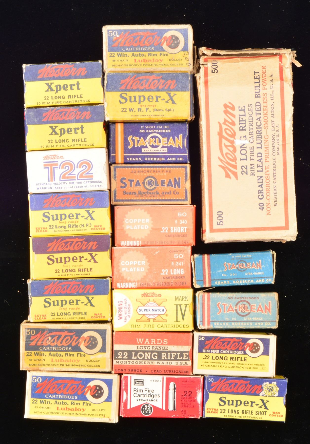 LARGE LOT OF COLLECTIBLE RIMFIRE & CASELESS AMMO.
