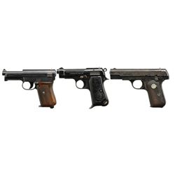 3 VINTAGE POCKET SEMI-AUTO PISTOLS.