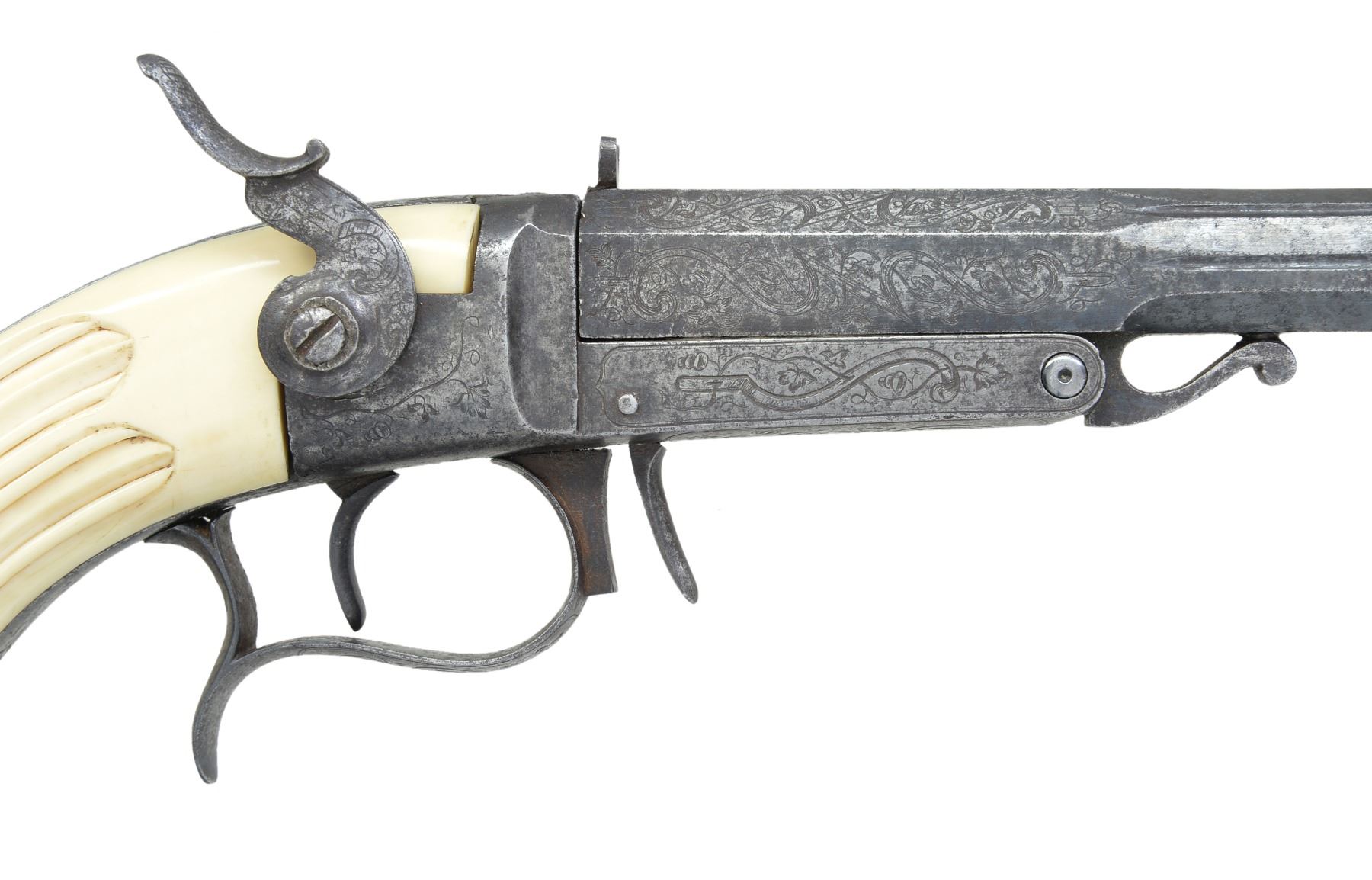 EARLY BASE FIRE FRENCH TARGET PISTOL WITH CARVED - Poulin Auctions