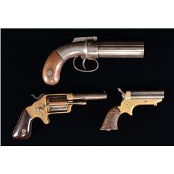 3 ANTIQUE AMERICAN HANDGUNS.