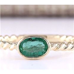 0.50 CTW Natural Emerald And Diamond Ring In 14k Yellow Gold