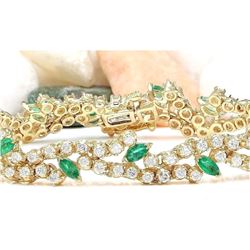 8.00 CTW Natural Emerald 14K Solid Yellow Gold Diamond Bracelet