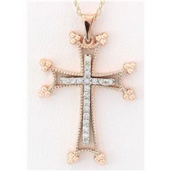 0.30 CTW Natural Diamond Pendant In 18K Solid Rose Gold