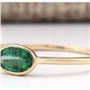 Image 2 : 0.50 CTW Natural Emerald Ring In 18K Yellow Gold
