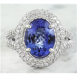 5.50 CTW Tanzanite 18K White Gold Diamond Ring