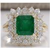 Image 1 : 2.87 CTW Natural Emerald And Diamond Ring 18K Solid Yellow Gold