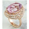 Image 4 : 19.30 CTW Kunzite 18K Rose Gold Diamond Ring