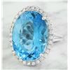 Image 2 : 20.50 CTW Topaz 14K White Gold Diamond Ring