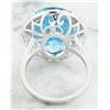 Image 4 : 20.50 CTW Topaz 14K White Gold Diamond Ring