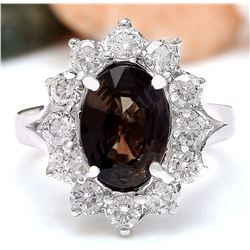5.12 CTW Natural Ceylon Sapphire 18K Solid White Gold Diamond Ring