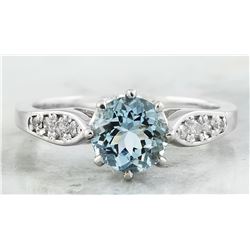 1.27 CTW Aquamarine 18K White Gold Diamond Ring