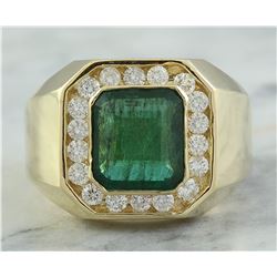 4.26 CTW Emerald 18K Yellow Gold Diamond Ring