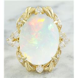 8.87 CTW Opal 18K yellow Gold Diamond Ring