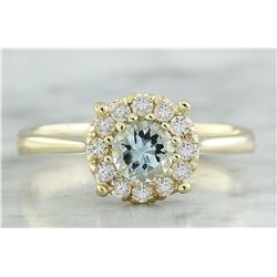 0.72 CTW Aquamarine 18K Yellow Gold Diamond Ring