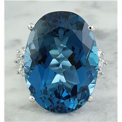 25.30 CTW Topaz 14K White Gold Diamond ring