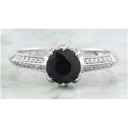 1.19 CTW Sapphire 14K White Gold Diamond Ring