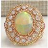 Image 1 : 7.71 CTW Natural Opal And Diamond Ring In 18K Solid Yellow Gold