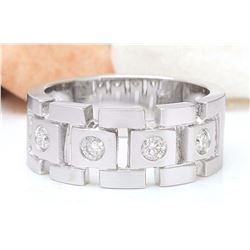 0.40 CTW Natural Diamond 14K Solid White Gold Ring