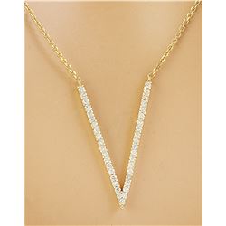 0.40 CTW Diamond 18K Yellow Gold "V" Necklace