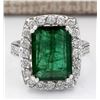 Image 1 : 6.00 CTW Natural Emerald And Diamond Ring In 18K White Gold
