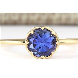 1.35 CTW Natural Tanzanite Ring In 18K Yellow Gold