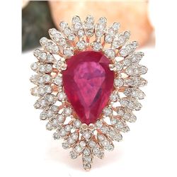 4.78 CTW Natural Ruby 18K Solid Rose Gold Diamond Ring