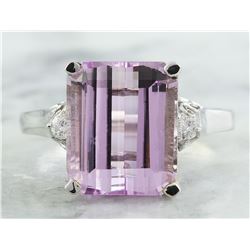 5.06 CTW Kunzite 18K White Gold Diamond Ring