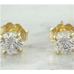 0.80 CTW Diamond 14K Yellow Gold Solitaire Stud Earrings