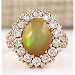 5.19 CTW Natural Opal And Diamond Ring In14k Rose Gold