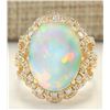 Image 1 : 7.75 CTW Natural Opal And Diamond Ring In 14k Yellow Gold