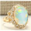 Image 2 : 7.75 CTW Natural Opal And Diamond Ring In 14k Yellow Gold