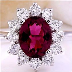 2.93 CTW Natural Tourmaline 18K Solid White Gold Diamond Ring