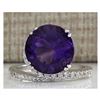 Image 1 : 9.22CTW Natural Amethyst And Diamond Ring In 14K Solid White Gold