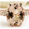 Image 1 : 2.15 CTW Natural Morganite 18K Solid Rose Gold Diamond Ring