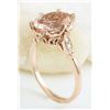 Image 4 : 2.15 CTW Natural Morganite 18K Solid Rose Gold Diamond Ring
