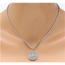 7.80 CTW Natural Diamond 18K Solid White Gold Necklace
